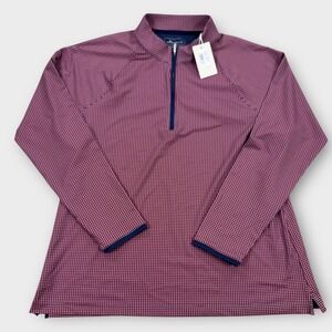 Peter Millar Shirt Women's XL Red Geometric Crown Golf Activewear Quarter Zip